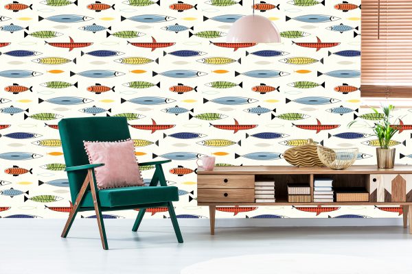 Behang Vis In Scandinavische Stijl Kinderkamer - Afbeelding 6
