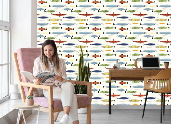 Behang Vis In Scandinavische Stijl Kinderkamer - Afbeelding 7