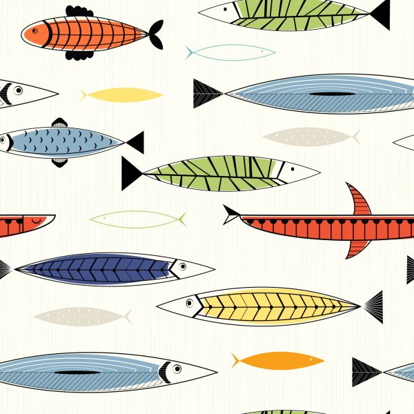 Behang Vis In Scandinavische Stijl Kinderkamer - Afbeelding 2