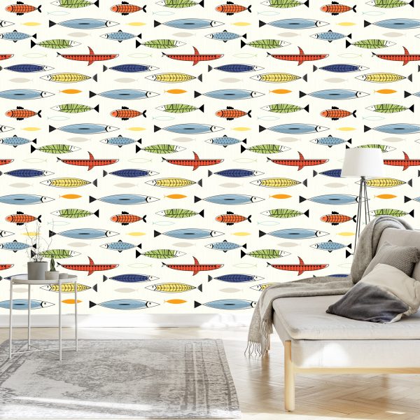Behang Vis In Scandinavische Stijl Kinderkamer - Afbeelding 3