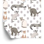 Behang Katten Op De Achtergrond Van De Stippen