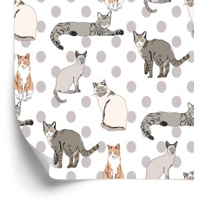 Behang Katten Op De Achtergrond Van De Stippen