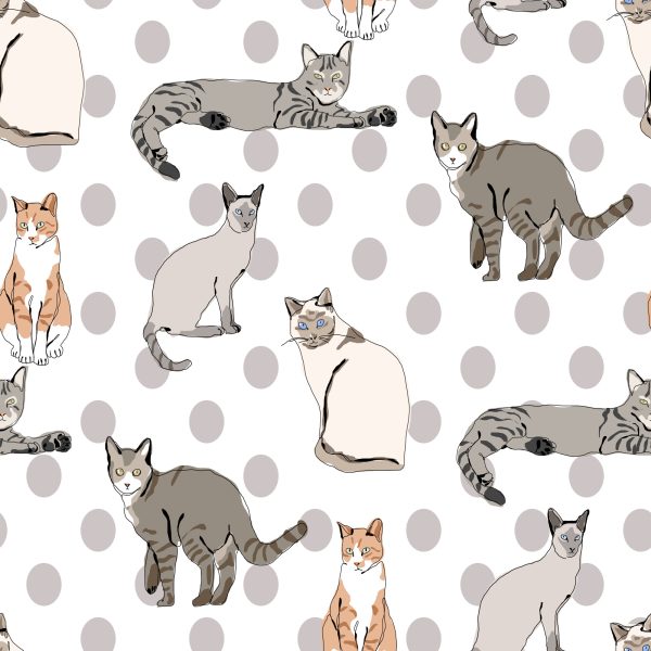 Behang Katten Op De Achtergrond Van De Stippen - Afbeelding 2