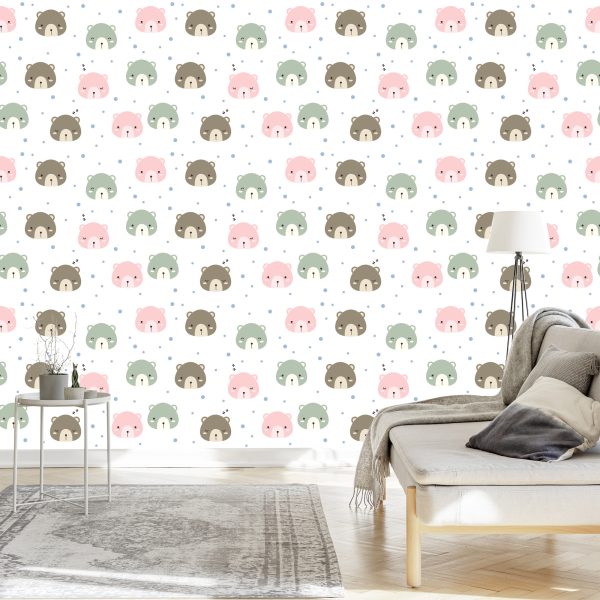 Behang Pastelkleurige Beren - Afbeelding 3