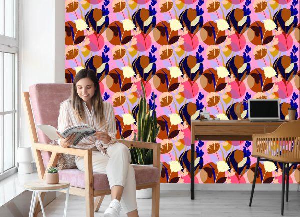 Behang Modieuze Kleurrijke Bloemen - Afbeelding 7