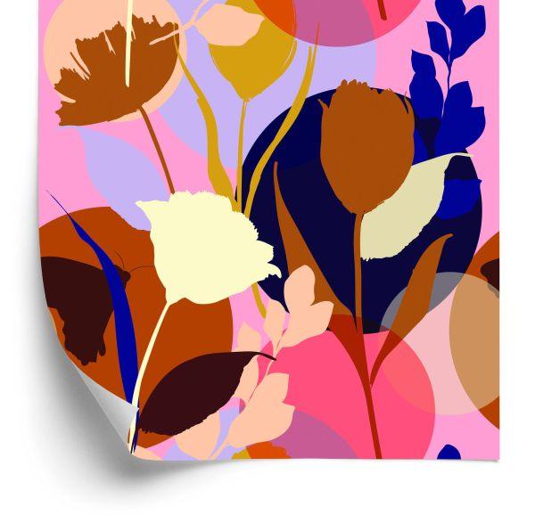 Behang Modieuze Kleurrijke Bloemen