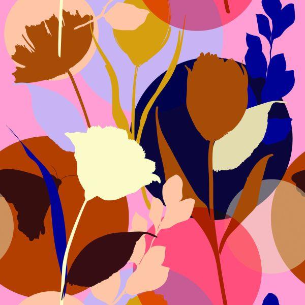 Behang Modieuze Kleurrijke Bloemen - Afbeelding 2