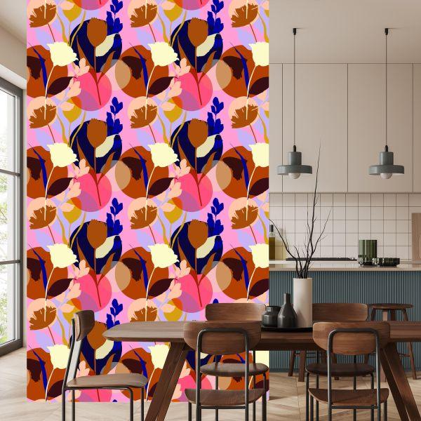 Behang Modieuze Kleurrijke Bloemen - Afbeelding 4