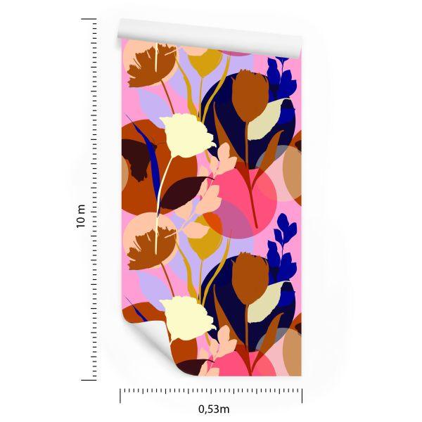 Behang Modieuze Kleurrijke Bloemen - Afbeelding 8