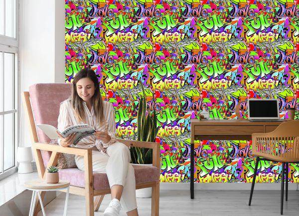 Behang Kleurrijke Graffiti - Afbeelding 7