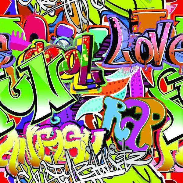 Behang Kleurrijke Graffiti - Afbeelding 2