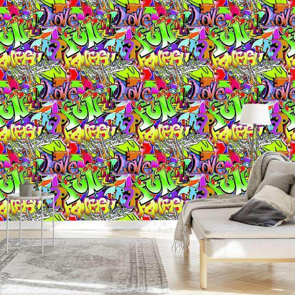 Behang Kleurrijke Graffiti - Afbeelding 3