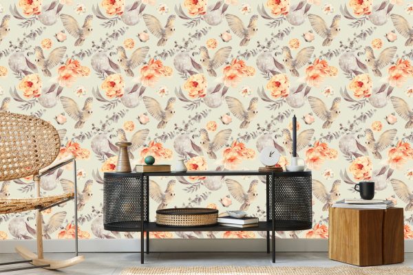 Behang Uilen In Bloemen - Afbeelding 5