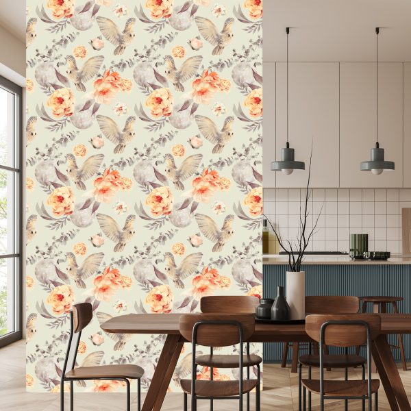 Behang Uilen In Bloemen - Afbeelding 4