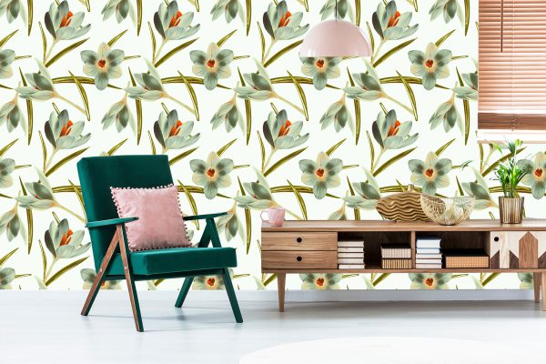 Behang Vintage Krokus Bloemen - Afbeelding 6