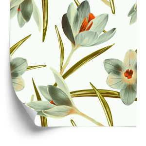 Behang Vintage Krokus Bloemen