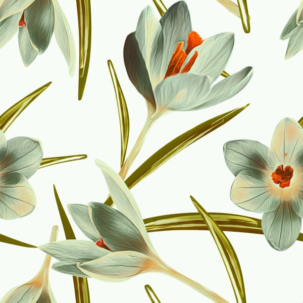 Behang Vintage Krokus Bloemen - Afbeelding 2