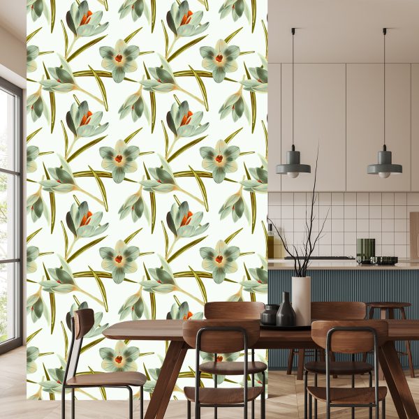 Behang Vintage Krokus Bloemen - Afbeelding 4
