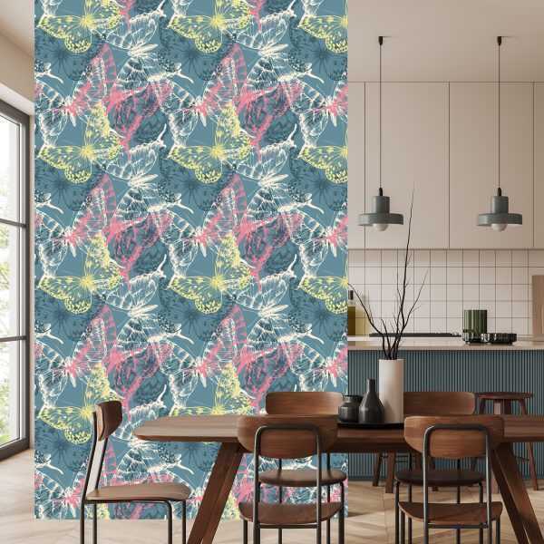 Behang Muur Kleurrijke Vlinders Natuur Hal - Afbeelding 4