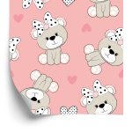 Behang Teddyberen Met Harten Strikken