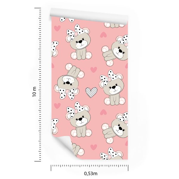 Behang Teddyberen Met Harten Strikken - Afbeelding 8