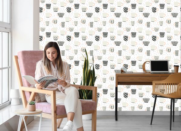 Behang Wand Voor Een Eetkamer In Scandinavische Stijl - Afbeelding 7