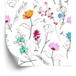 Behang Bloemen Zoals Geschilderd