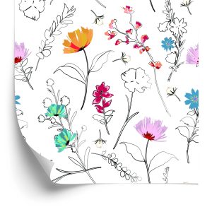Behang Bloemen Zoals Geschilderd