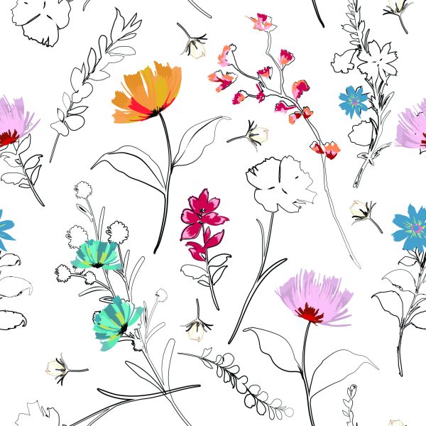 Behang Bloemen Zoals Geschilderd - Afbeelding 2