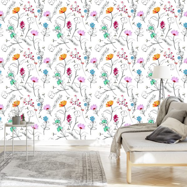 Behang Bloemen Zoals Geschilderd - Afbeelding 3