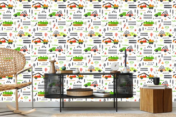 Behang Voor Kinderen, Vrachtwagens, Graafmachines, Auto's - Afbeelding 5