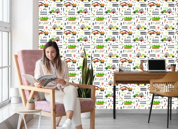 Behang Voor Kinderen, Vrachtwagens, Graafmachines, Auto's - Afbeelding 7