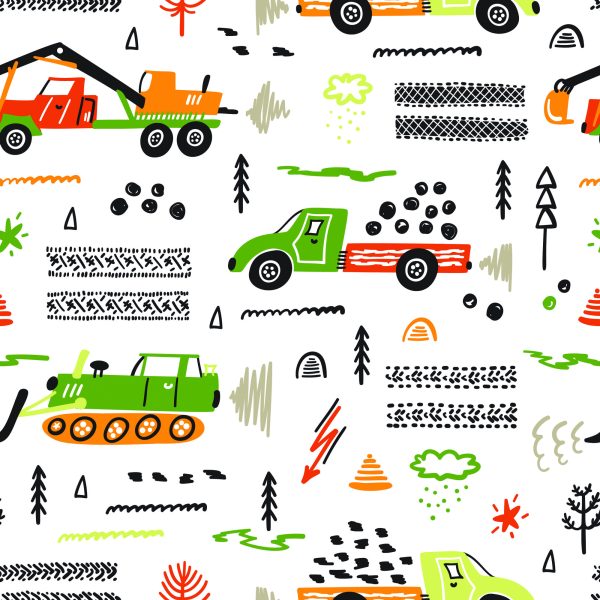 Behang Voor Kinderen, Vrachtwagens, Graafmachines, Auto's - Afbeelding 2