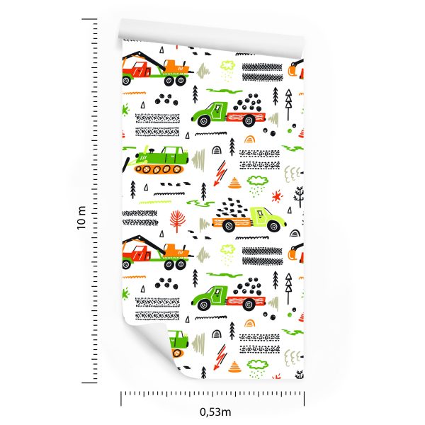 Behang Voor Kinderen, Vrachtwagens, Graafmachines, Auto's - Afbeelding 8