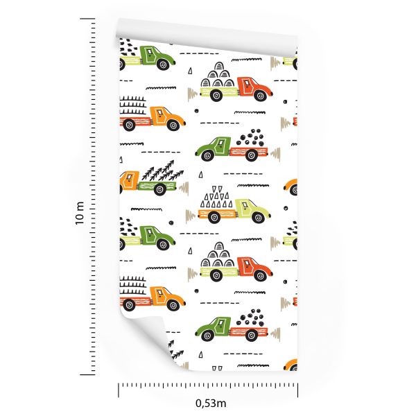 Behang Bomen, Vrachtwagens, Vrachtwagens, Kinderkamer - Afbeelding 8