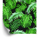 Behang Bladeren Van De Palm En Monstera