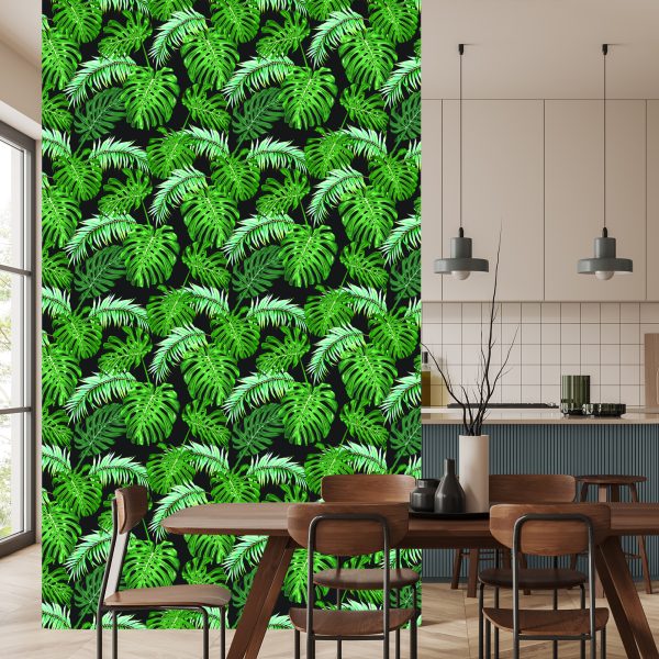 Behang Bladeren Van De Palm En Monstera - Afbeelding 4