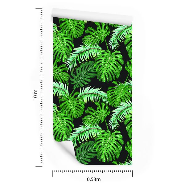 Behang Bladeren Van De Palm En Monstera - Afbeelding 8