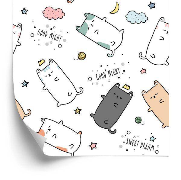 Behang Voor Kinderen - Slapende Katten