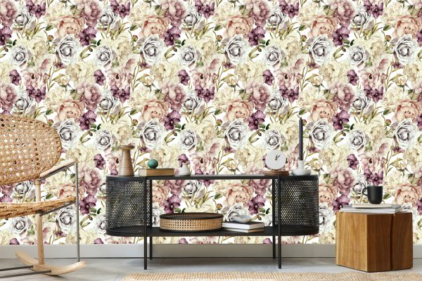 Behang Bloemen In Pastelkleuren - Afbeelding 5
