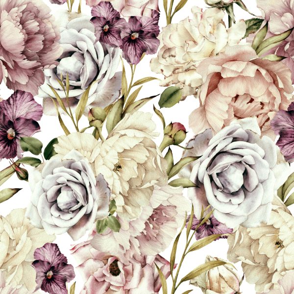 Behang Bloemen In Pastelkleuren - Afbeelding 2