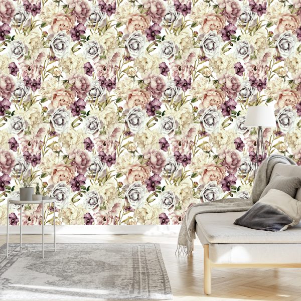 Behang Bloemen In Pastelkleuren - Afbeelding 3
