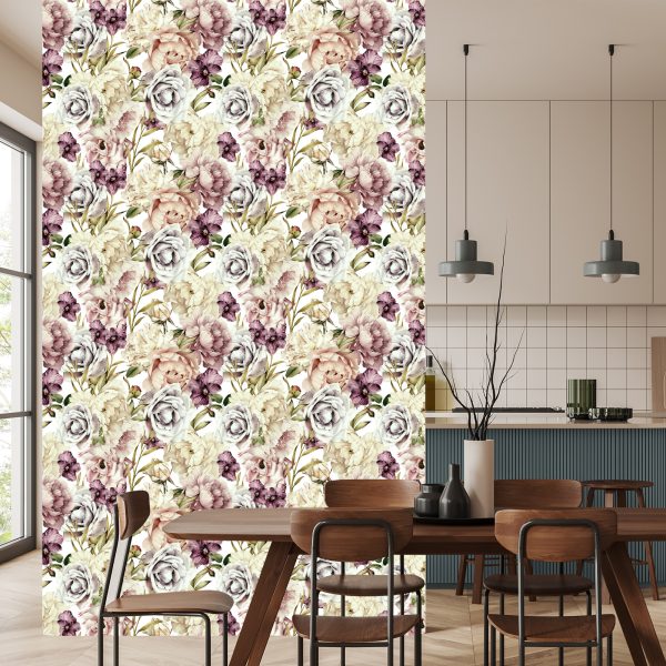 Behang Bloemen In Pastelkleuren - Afbeelding 4