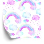 Behang Voor Een Meisje, Een Regenboog Van Kleurrijke Wolken
