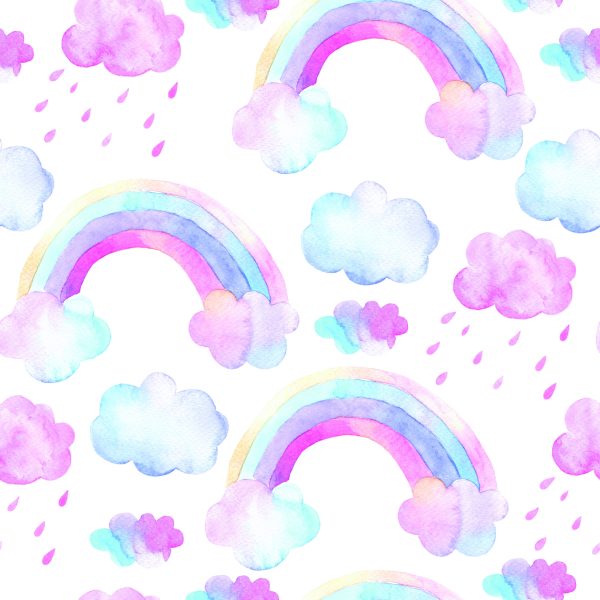Behang Voor Een Meisje, Een Regenboog Van Kleurrijke Wolken - Afbeelding 2