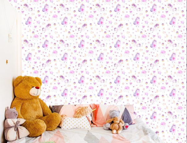 Behang Voor Meisjes, Eenhoorns, Strikken, Donuts - Afbeelding 6