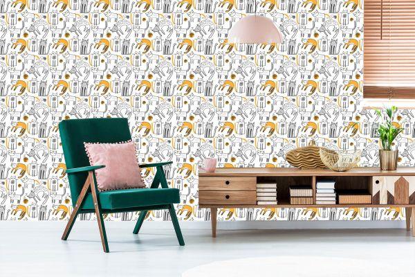 Behang Katten In Scandinavische Stijl Voor Kinderen - Afbeelding 6