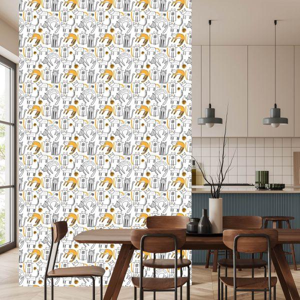 Behang Katten In Scandinavische Stijl Voor Kinderen - Afbeelding 4