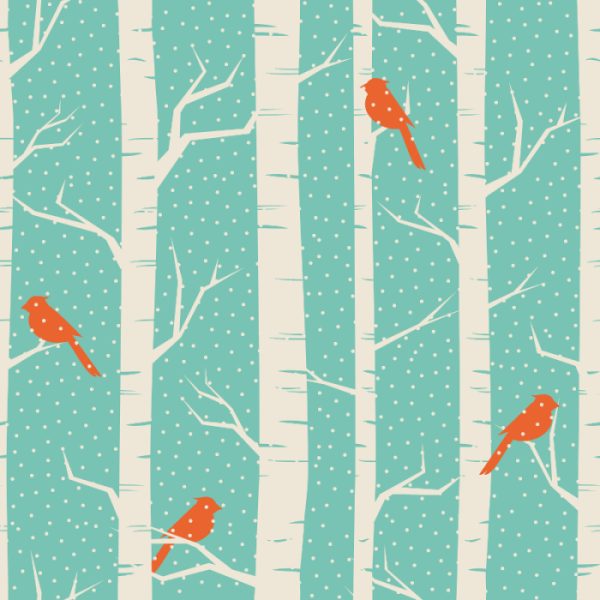Behang Berken En Vogels In De Winter - Afbeelding 2