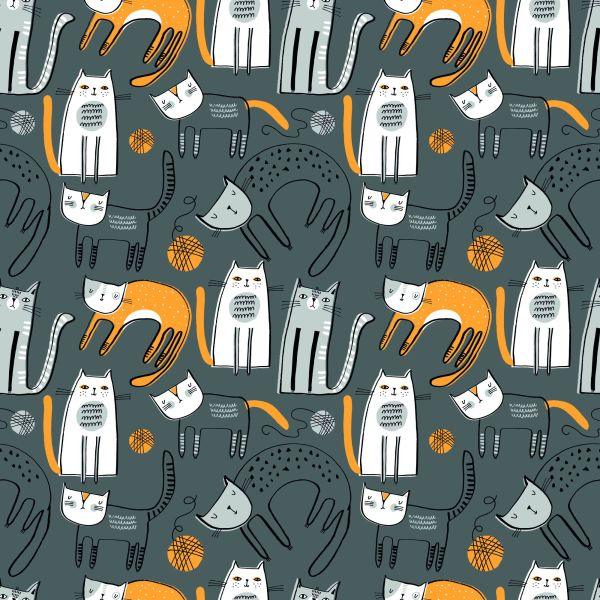 Behang Scandinavische Stijl Katten Kinderkamer - Afbeelding 2